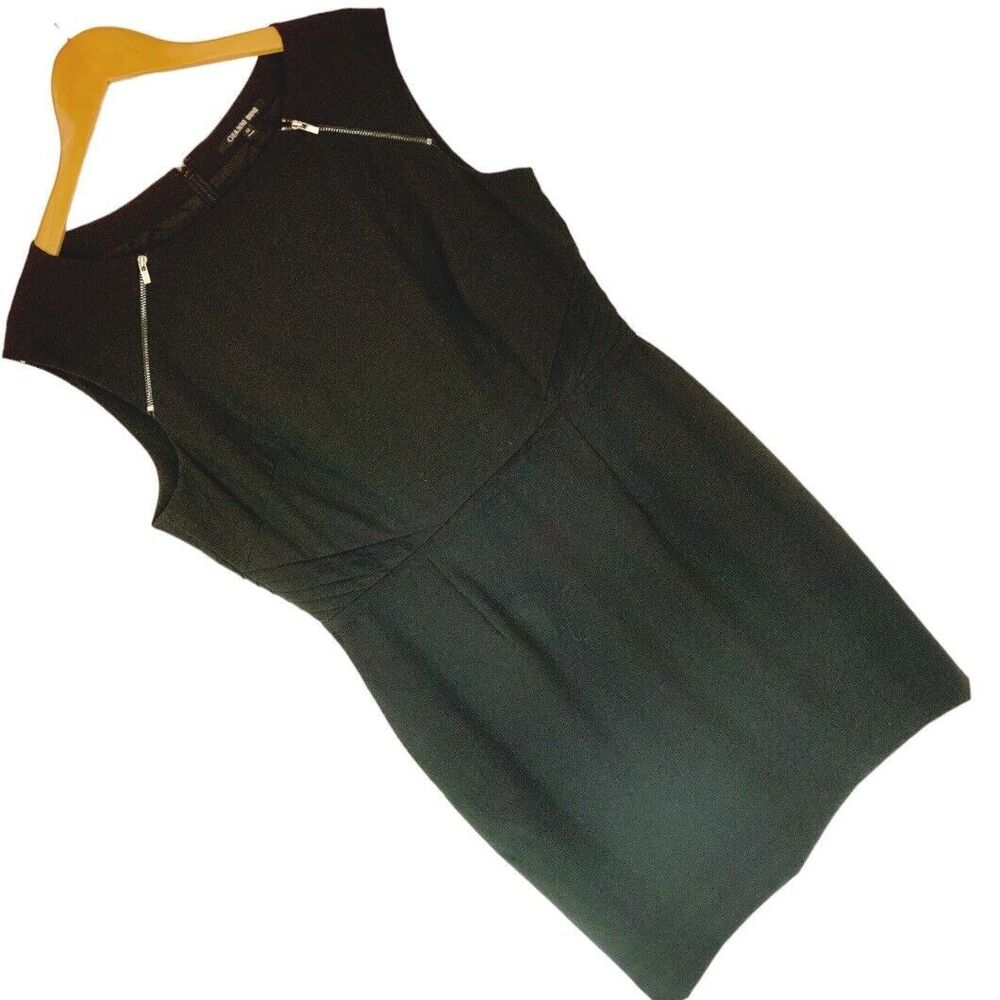 Gianni Bini Dress Zipper Accent Sz 12 Black Career Wear Business Office Capsule